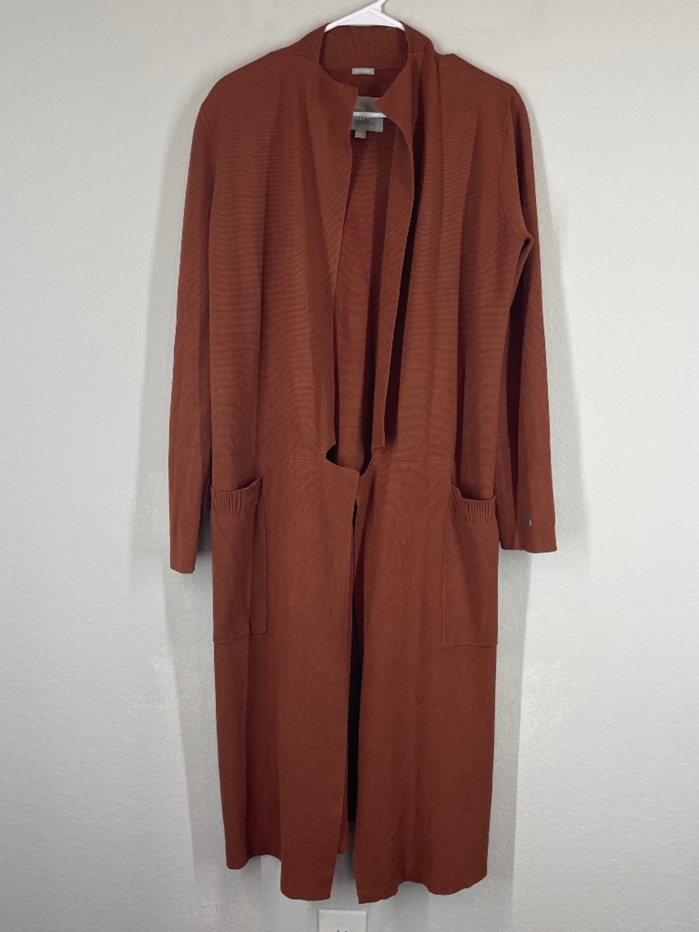 Soia & Kyo Long Open Cardigan Women's Size S Orange Long Sleeve Pockets
